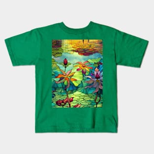 Stained Glass Lotus Lake Kids T-Shirt